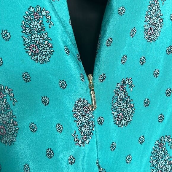 Juicy Couture 100% Silk Long Bell Sleeve Paisley Print Dress Size 6 Boho Hippie - Picture 6 of 12